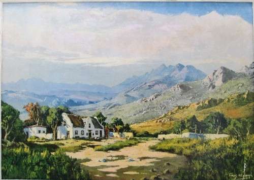 Attractive Tinus de Jongh Print In A Vintage Frame - 61cm/48cm