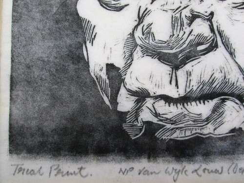 Ettiene Davies Trial Print Framed In Cardboard - NP Van Wyk Louw, 1971 - Print Size: 21cm/15cm