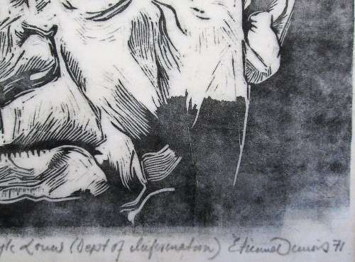 Ettiene Davies Trial Print Framed In Cardboard - NP Van Wyk Louw, 1971 - Print Size: 21cm/15cm