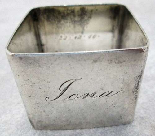Birmingham 1936, British Silver Hallmarked Serviette Ring - Engraved "Jona" - Weight 28g