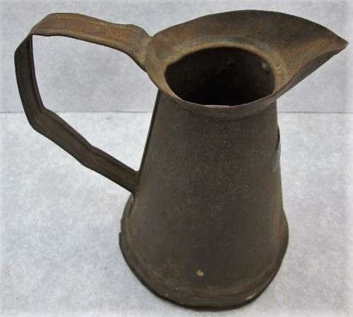 Very Old Decorative Metal Pint Jug - Height 15,5cm