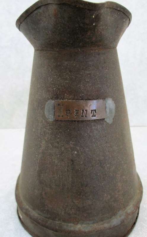 Very Old Decorative Metal Pint Jug - Height 15,5cm