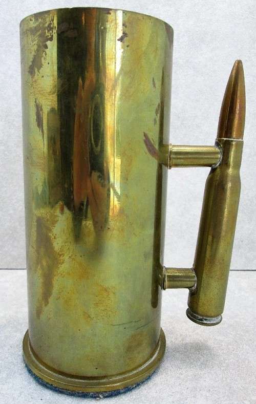 Superb Example Of Trench Art Mug - Height 17cm; Base Diameter 8cm