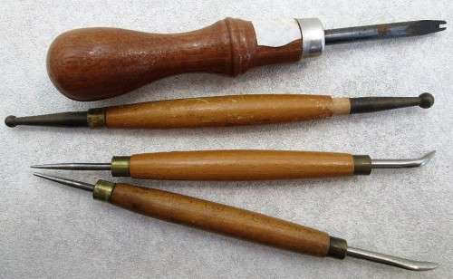 4X Vintage Leather Working Tools