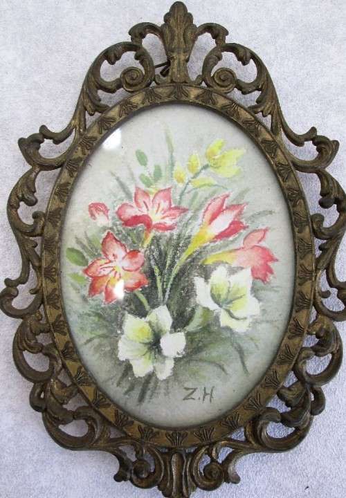 A Sweet Pair Of Water Colour Paintings Framed Behind Glass In Vintage Frames, Made In Italy -17/12cm