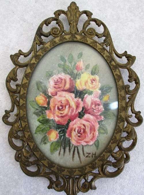 A Sweet Pair Of Water Colour Paintings Framed Behind Glass In Vintage Frames, Made In Italy -17/12cm