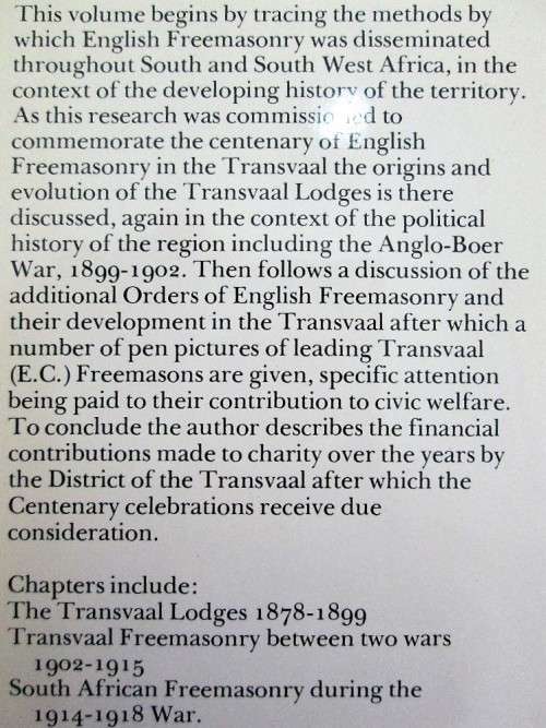 Centenary: The First 100 Years Of English Freemasonry In The Transvaal 1878-1978 - SIGNED!
