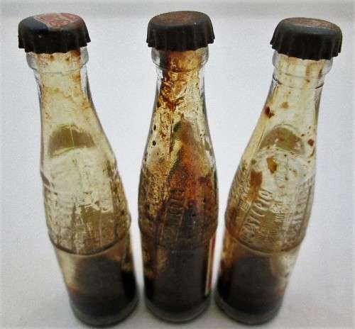 3X Vintage Miniature Pepsi Bottles - Height 8cm