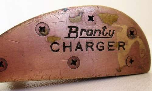 RARE!!! VINTAGE ALL WOOD BRONTY CHARGER PUTTER - BRASS BASE GOLF CLUB