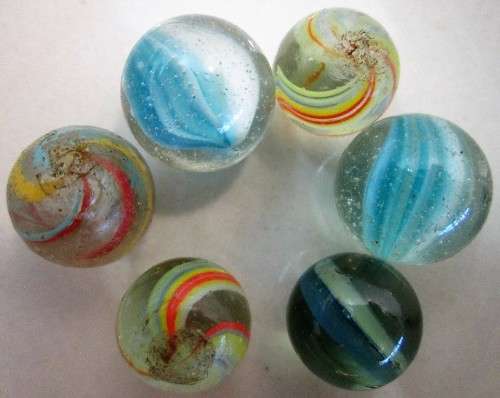 6X Vintage Glass Marbles