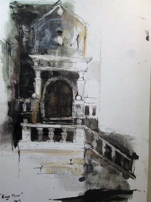 "Kings Manor" York - Nero '71 Watercolour Painting, Pasted On Cardboard - 58,5cm/46cm