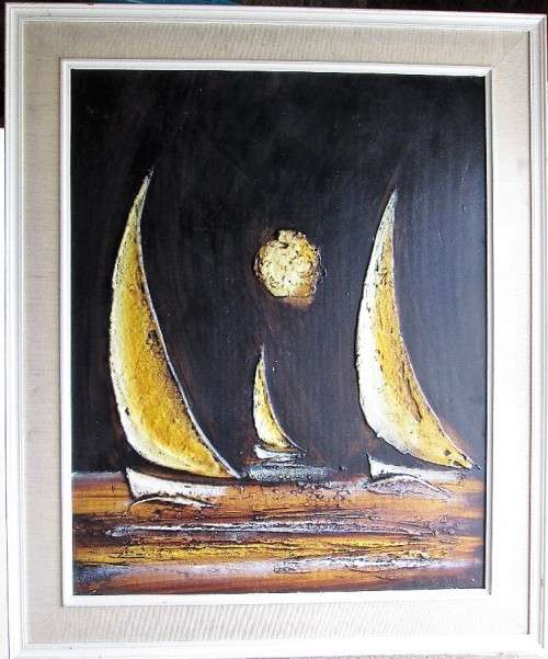 Original LARGE Retro Oil Painting - Total Size: 92,5cm/77cm - Excellent Condition!