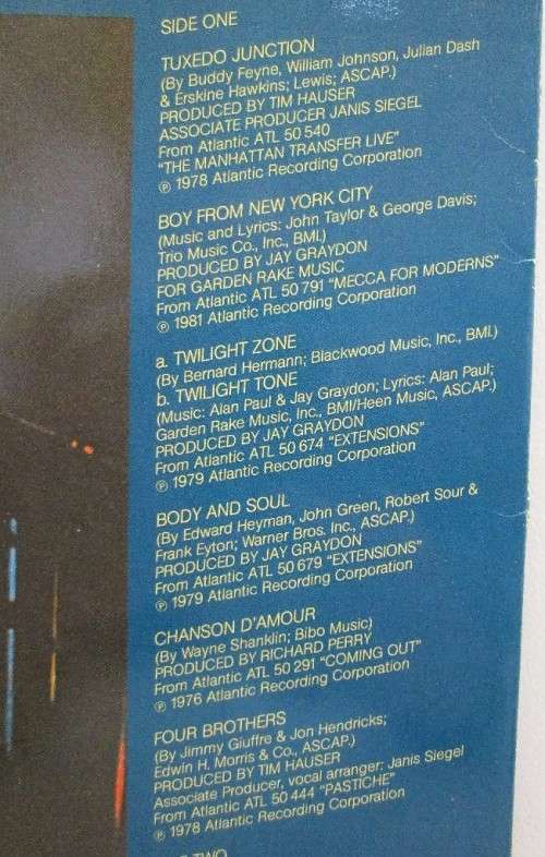The Best Of The Manhattan Transfer - Atlantic, 1981 - ATL 5086