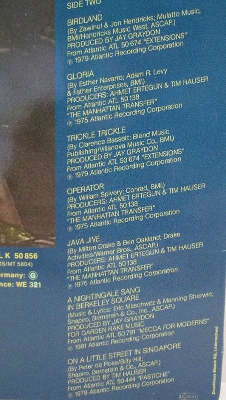 The Best Of The Manhattan Transfer - Atlantic, 1981 - ATL 5086