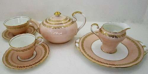 Aynsley, England Bone China Teapot + Various, Delicate Peach & Gold!