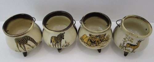 Gorgeous Set Of Kruger Park Ceramic Potjies - 7,5cm/9cm Each