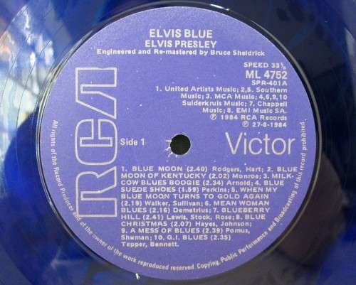 Elvis Presley - Elvis Blue - RCA Victor, 1984 - ML 4752 (Blue Vinyl, No Poster)