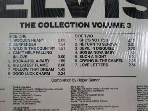 Elvis - Elvis: The Collection Vol.3 - RCA Victor, 1984 - RCAL 6043 - SA Pressing