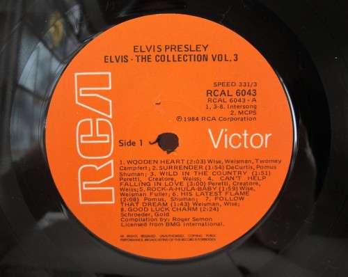 Elvis - Elvis: The Collection Vol.3 - RCA Victor, 1984 - RCAL 6043 - SA Pressing