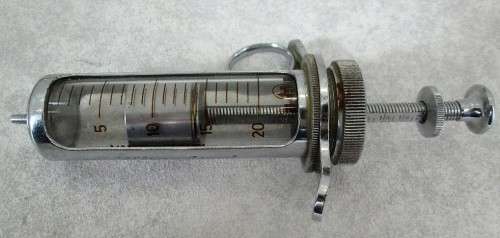 Vintage Metal & Glass Ultra-Asept Veterinary Syringe - Excellent Condition