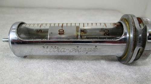Vintage Metal & Glass Ultra-Asept Veterinary Syringe - Excellent Condition