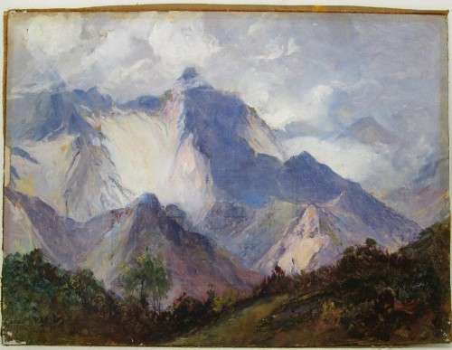 Beautiful Antique Oil Painting Pasted On Board, Signed TRS, 1908 - 27,5cm/36,5cm