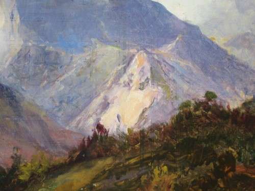 Beautiful Antique Oil Painting Pasted On Board, Signed TRS, 1908 - 27,5cm/36,5cm