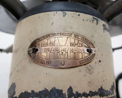 Vintage 1950's Steam Punk/Industrial Metal Limit Fan, Made In England - Working! - Height 36cm