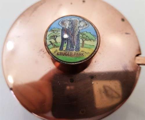 Vintage Copper Plated Kruger Park Souvenir Sugar Bowl + Spoon - 6cm/8,5cm