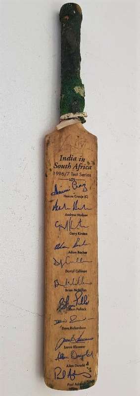 Autographed India In South Africa 1996/7 Test Series Miniature Souvenir Cricket Bat