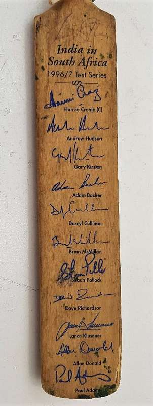 Autographed India In South Africa 1996/7 Test Series Miniature Souvenir Cricket Bat