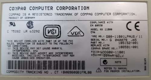 Vintage Compaq Computer Corporation Model MX 11800 Keyboard
