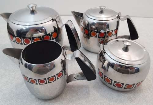 Wonderful c1970's Retro Stainless Steel Teaset