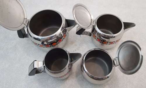 Wonderful c1970's Retro Stainless Steel Teaset