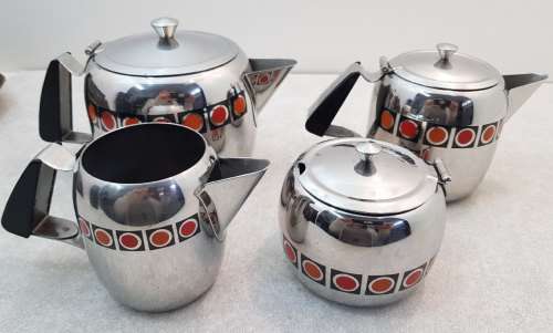 Wonderful c1970's Retro Stainless Steel Teaset