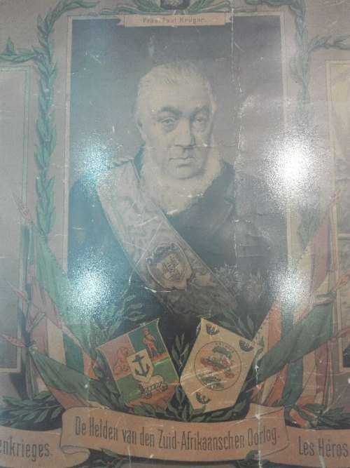 Very Old Framed Behind Glass Print: "Die Helden Van Den Zuid-Afrikkaanschen Oorlog"- Gen JH Delarey;