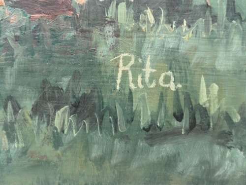 Lovely Framed Original Oil Painting, Signed "Rita" -  58,5cm/46cm
