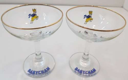 Collectible & Cute! Retro 1970's Babycham Pair Of Glasses - Height 11cm