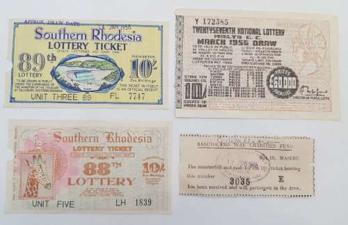 Assorted Vintage Lottery Tickets