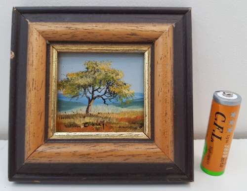 Original Framed Miniature Oil Painting - Total Size 10cm/9,5cm