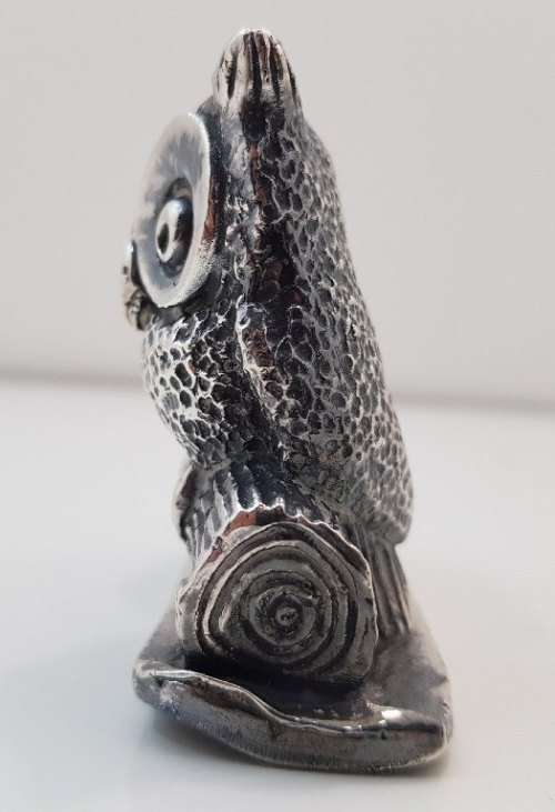 Gorgeous 925 Silver Owl Ornament -  7cm/6,5cm/2,5cm, 68g