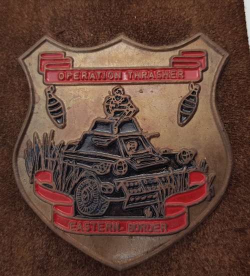 Fantastic Leather & Metal Bush War Wall Hanging - 70cm/10cm