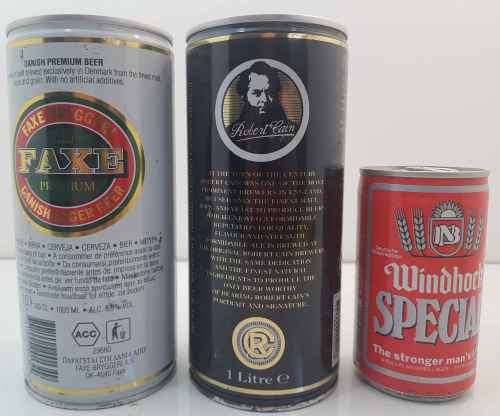 2X Vintage 1L Beer Cans (Opened) + Windhoek Special 340ml Can (Sealed)