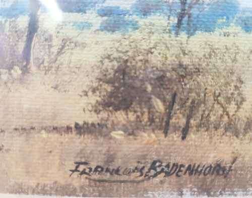 Francios Badenhorst Original Oil Painting Framed Behind Glass - Painting Size 15,5cm/10cm