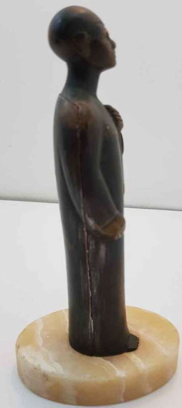 Interesting Old Brass Figurine On Marble Base - 19,5cm/6cm/9,5cm