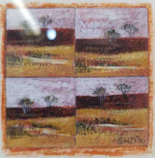 Original Framed Behind Glass Miniture Painting - Total Size: 28cm/33,5cm; Picture Size: 5,5cm/5,5cm