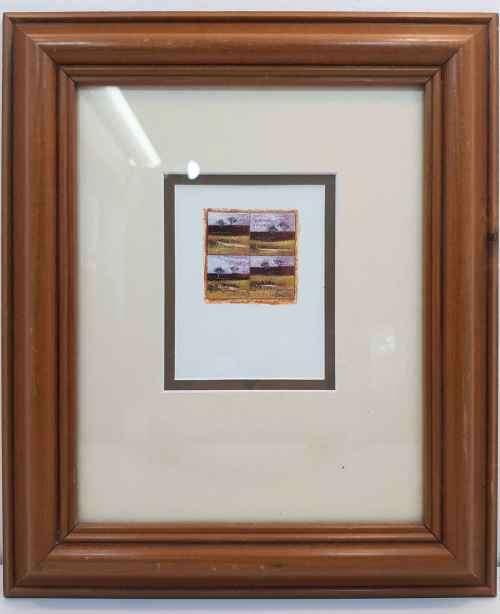 Original Framed Behind Glass Miniture Painting - Total Size: 28cm/33,5cm; Picture Size: 5,5cm/5,5cm