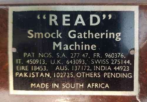 Vintage "Read" Smock Gathering Machine