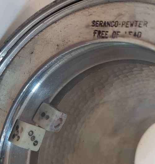 Glass Bottomed With Dice! Seranco Pewter Tankard "Newcastle Rugby Club, 1958" - 18cm/11,5cm