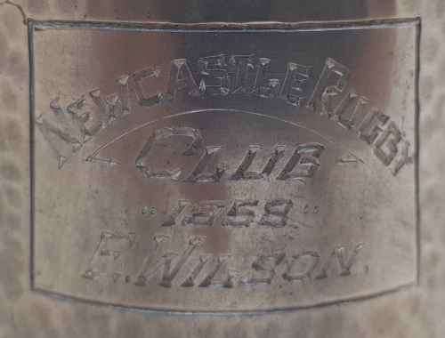 Glass Bottomed With Dice! Seranco Pewter Tankard "Newcastle Rugby Club, 1958" - 18cm/11,5cm